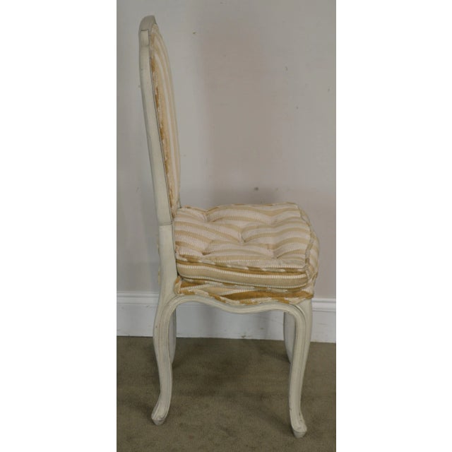 1960s French Louis XV Style Vintage Painted Petite Slipper Side Chairs - a Pair For Sale - Image 5 of 13