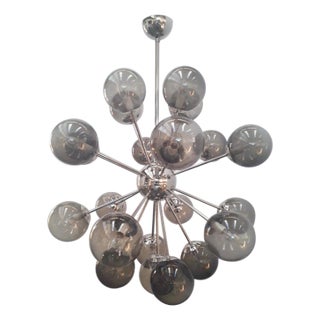 21st Century Nova Polished Nickel Smoky Murano Sputnik Chandelier by Fabio LTD For Sale
