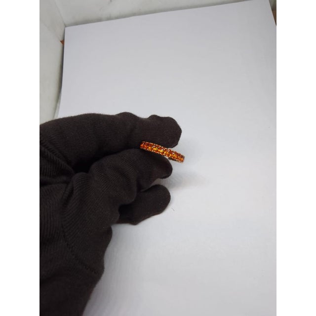 Modern Natural 18k Gold Orange Sapphire Halo Ring, 5.92ct, New For Sale - Image 3 of 8