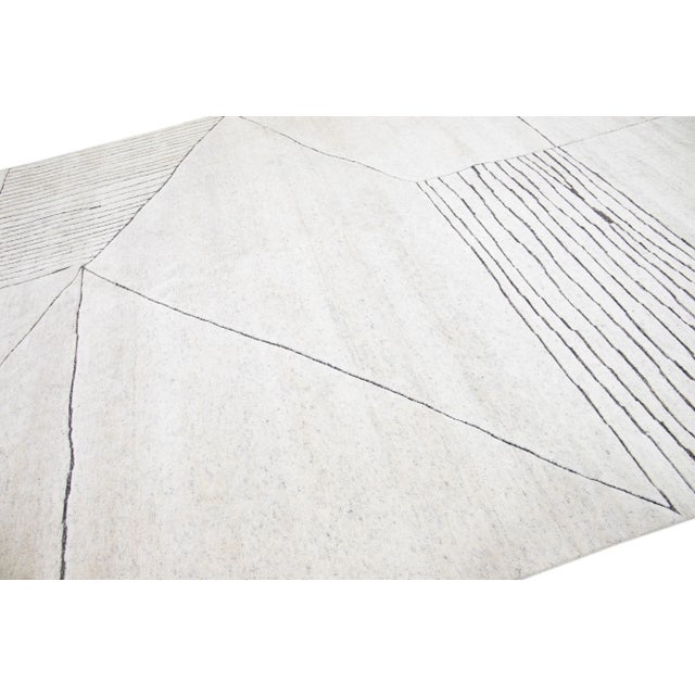 2020s Geometric Modern Moroccan Style Wool Rug With Ivory Field by Apadana For Sale In New York - Image 6 of 7