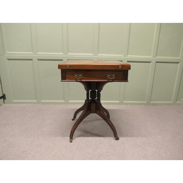 Victorian Envelope Card Table with Gaming Wells For Sale - Image 3 of 8
