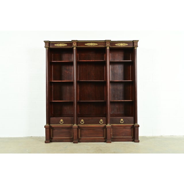 Jacob-Desmalter Style Antique French Empire Mahogany Bibliotheque Bookcase Cabinet With Mounted Gilt Bronze Ormolu, Circa 1880s For Sale - Image 14 of 14