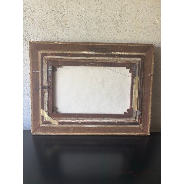 Green Antique British Countryside Oil Painting in the Manner of E. Horton, Gilt Frame For Sale - Image 8 of 9