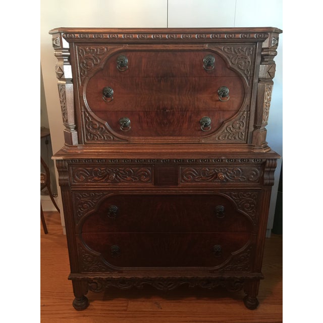 Tiger Oak Highboy Dresser Chairish