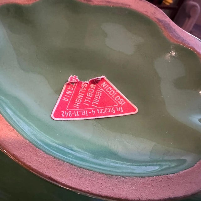Ceramic 1950s Green and Gold Ceramic Centerpiece by Maioliche Artistiche Sestesi For Sale - Image 7 of 14