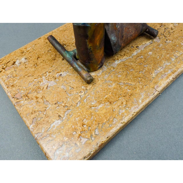 Jim Lewk Signed Brutalist Cpa Copper Art Sculpture with Marble Base For Sale - Image 11 of 12
