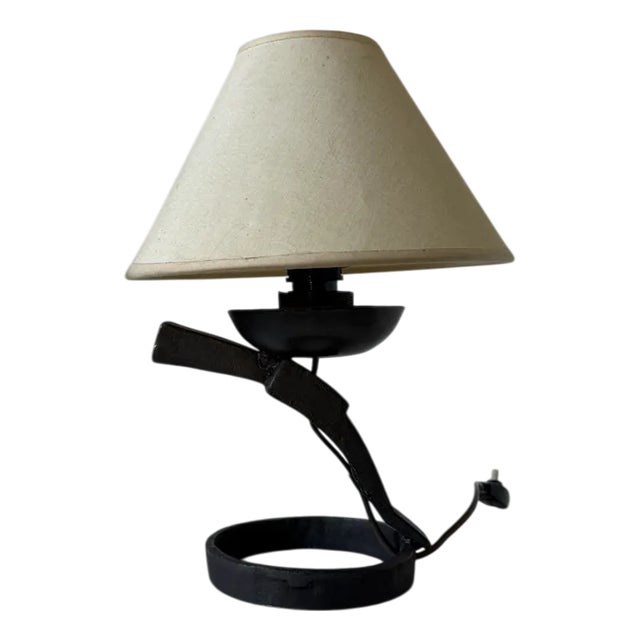 Brutalist Metal Lamp, 1950s For Sale