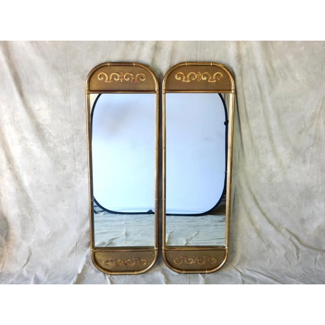 1970's Mastercraft Furniture Faux Bamboo Brass Mirrors Set For Sale In Las Vegas - Image 6 of 6