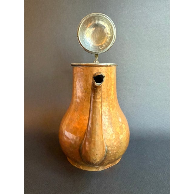 Vintage Hammered Copper Coffee or Tea Pot With Brass Handle For Sale - Image 9 of 12