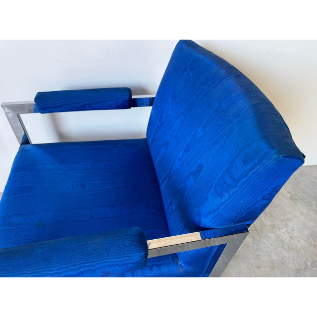 70's Mid-Century Milo Baughman Style Flat Bar Cantilever Chrome Lounge Chair For Sale - Image 10 of 12