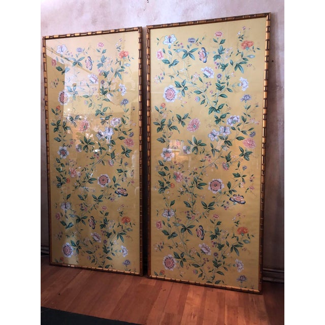 1970s Vintage Framed Gracie Wallpaper Panels - A Pair | Chairish