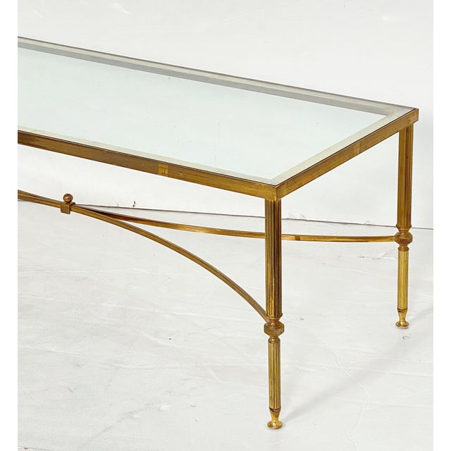 Metal French Cocktail or Coffee Low Table of Brass and Glass in the Maison Jansen Style For Sale - Image 7 of 11
