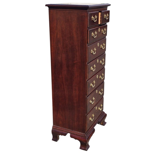Vintage Council Chippendale-Style 7-Drawer Tallboy / Semainier / Lingerie Chest For Sale - Image 9 of 11