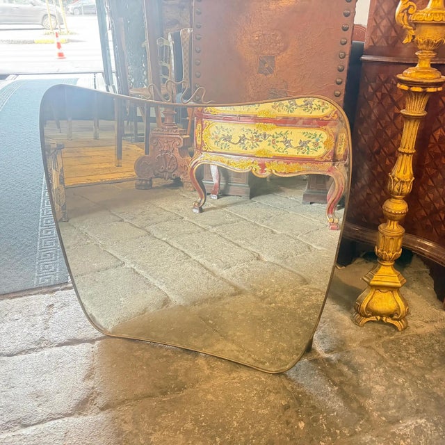 1950s Gio Ponti Style Mid-Century Modern Brass Italian Big Wall Mirror For Sale - Image 6 of 10