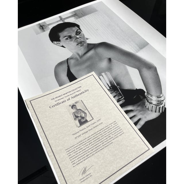 Printmaking Materials "Paloma Picasso, Saint Tropez 1973" 20x24 Vintage Silver Gelatin Print by Helmut Newton For Sale - Image 7 of 7