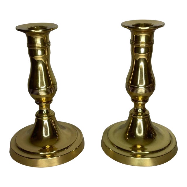 Traditional Brass Candlestick Holders a Pair Chairish