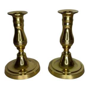 Traditional Brass Candlestick Holders- a Pair