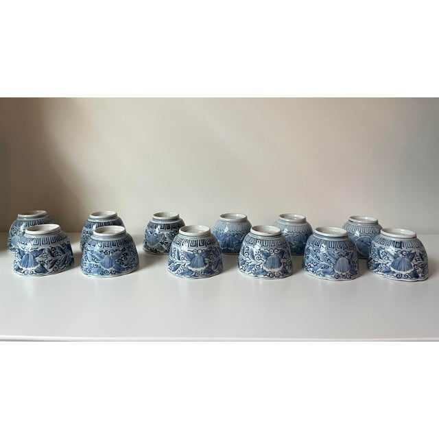 Antique Japanese Blue and White Teacups - Set/Collection of 12 - For Sale - Image 18 of 18