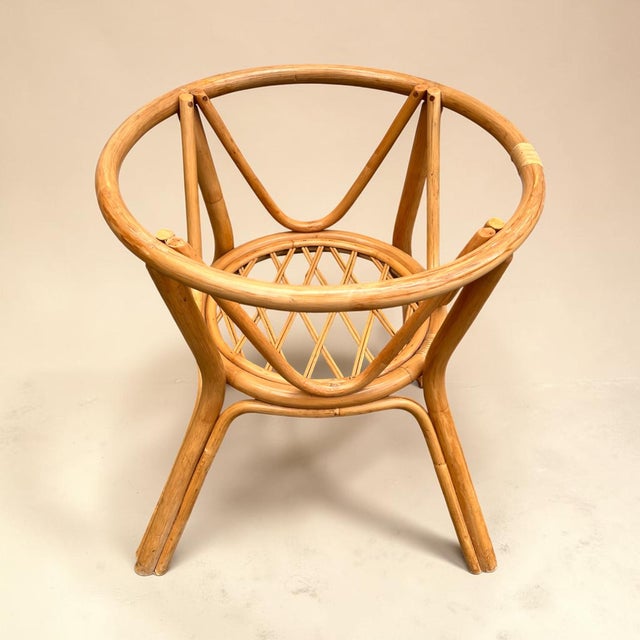 Vintage Palm Beach Bent Rattan & Bamboo Dining Set With Glass Top & 4 Armchairs For Sale - Image 10 of 12