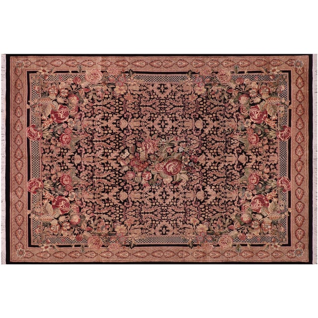 Art Nouveau 1990's Pak-Persian Black/Brown Wool Rug - 8'1'' X 10'10'' For Sale - Image 9 of 9