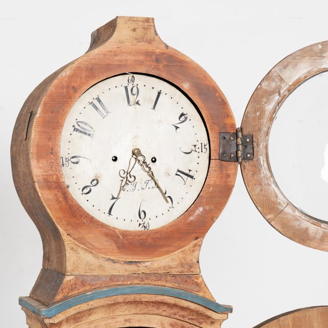 Original Painted Swedish Mora Grandfather Clock , Dated 1850 For Sale - Image 10 of 11