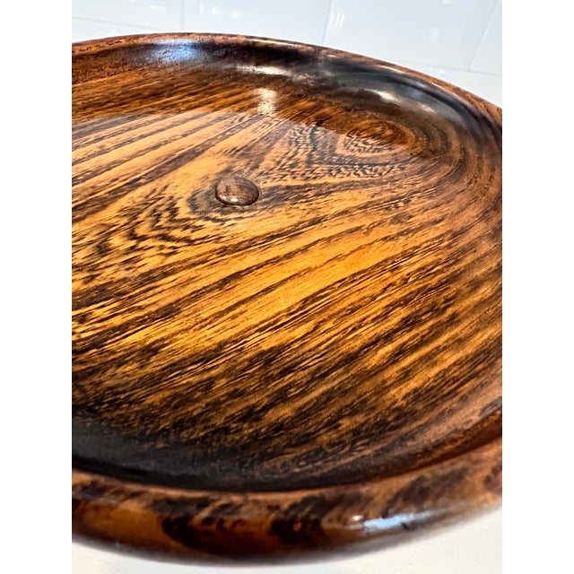 Vintage Turned Wood Pedestal Compote Bowl Fruit Bowl For Sale - Image 4 of 4