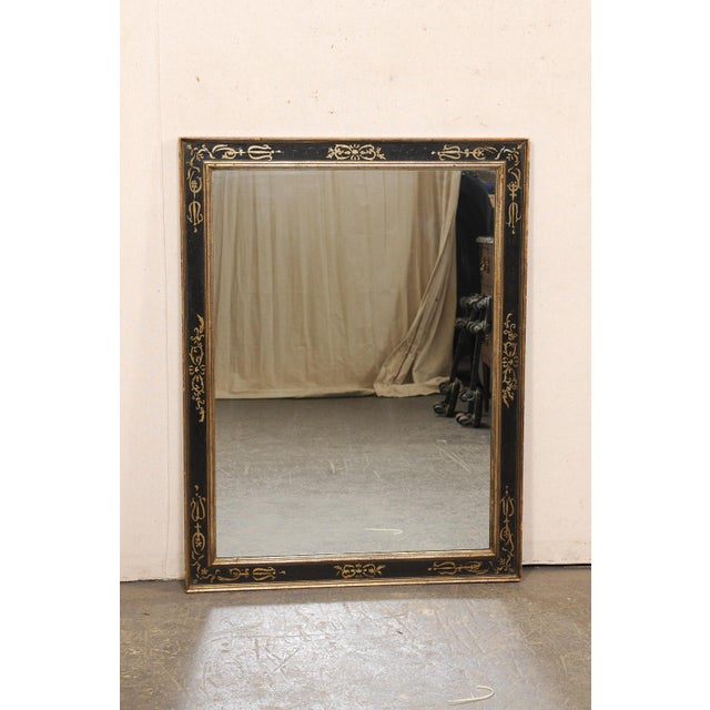 Mid 20th Century Vintage Italian Black & Gold Wall Mirror For Sale - Image 5 of 11