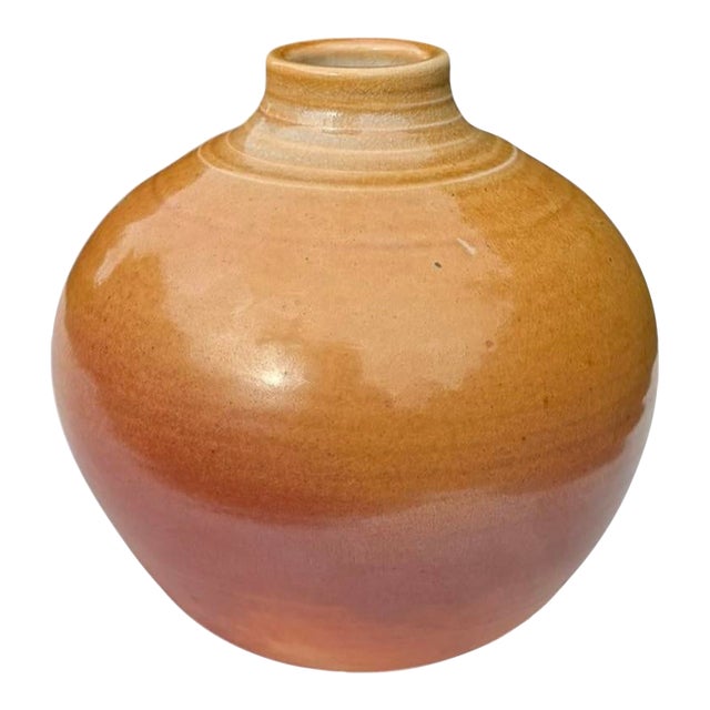 Vintage Mark Heimann Studio Pottery Round Glazed Vessel For Sale