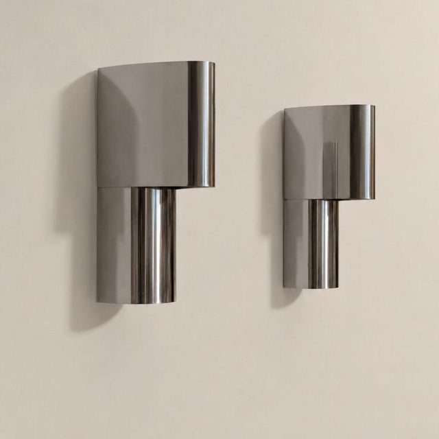 Italian Sconces Curved Steel Wall Lights by Edera Radici for SAGIM, 1970s, Set of 2 For Sale - Image 3 of 8