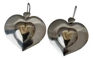 Vintage Silver-Plated Heart Earrings, Set of 2