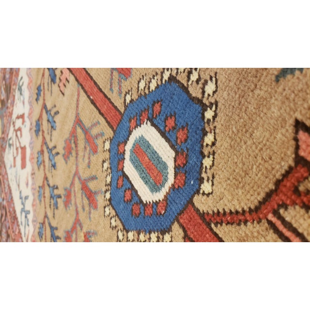 Late 19th Century Antique Persian Bakhshaish Carpet, Handmade Wool Oriental Rug, Ivory Light Blue For Sale - Image 5 of 11