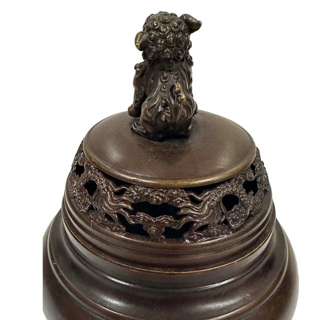 Brown Mid-20th Century Chinese Bronze Tripod Incense Burner (Censer) For Sale - Image 8 of 16