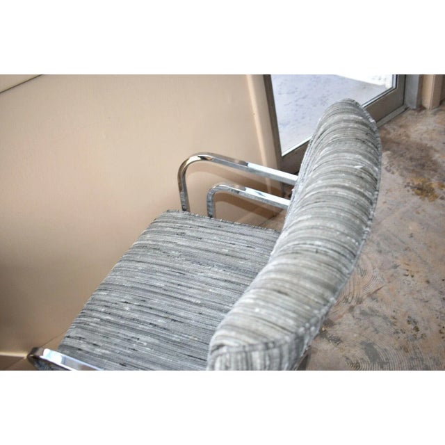 Metal Mid Century Style Upholstered Chrome Swivel Arm Chair For Sale - Image 7 of 12