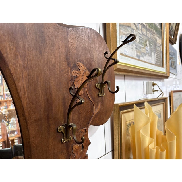 Art Nouveau Monumental Coat Rack with Mirror, France, 1900s For Sale - Image 17 of 18