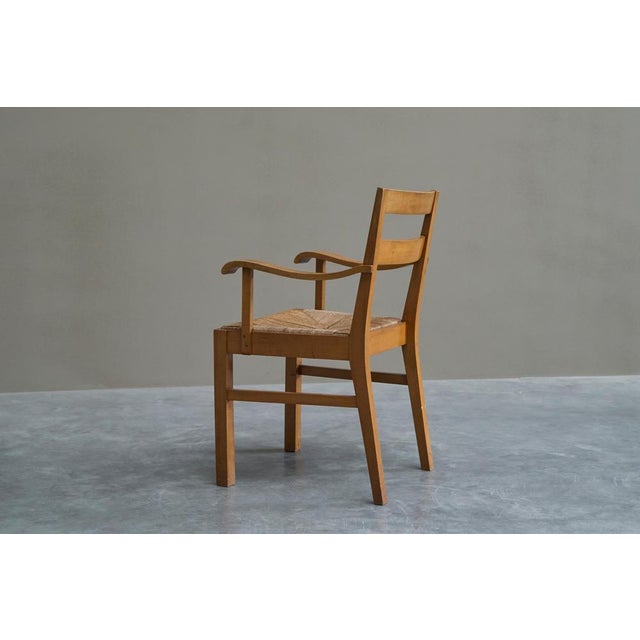 Brown Armchair in Wood and Rush from Oscar Degeyter, Belgium, 1942 For Sale - Image 8 of 13