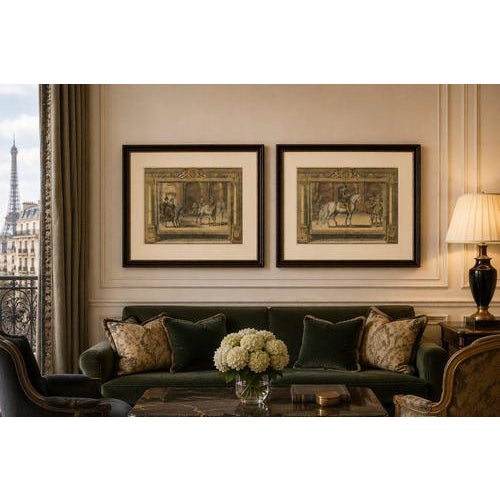 French School Artist, Equestrian Court, 1623, Engraving, Set of 2 For Sale - Image 9 of 10