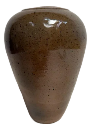 1970s Handmade Wood Fired Stoneware Vase with Ash Glazed Speckled Finish