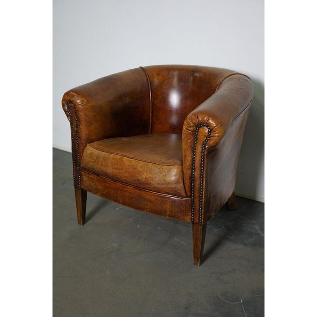 Vintage Dutch Cognac Leather Club Chair For Sale - Image 4 of 18