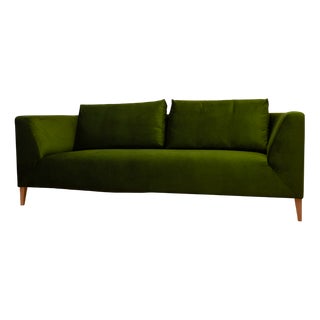 Three-Seat Green Velvet Sofa, 2000s For Sale