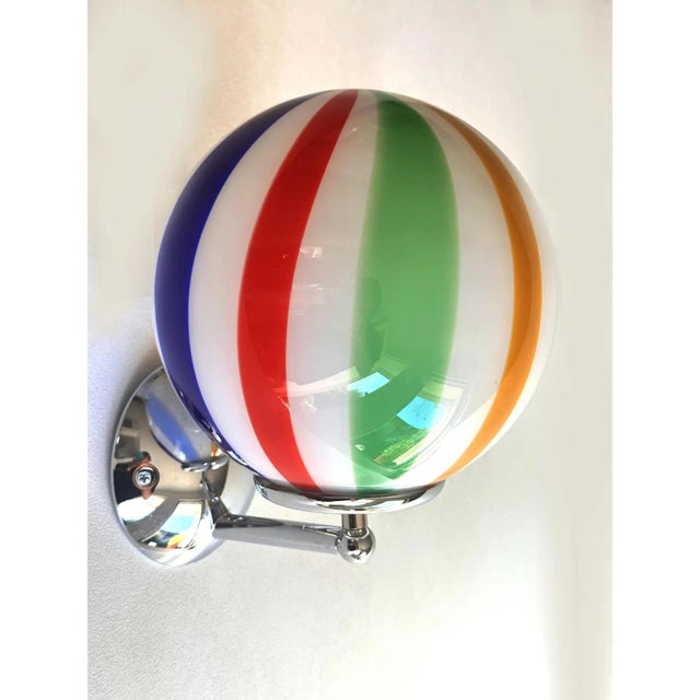 2020s Contemporary Modern Multicolor Murano Glass “Rods” Wall Lamps – Lot of 4 For Sale - Image 5 of 7