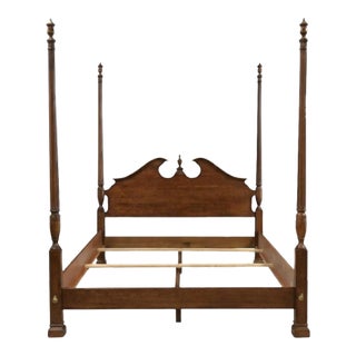 1980s Solid Cherry Queen Four Poster Bed For Sale