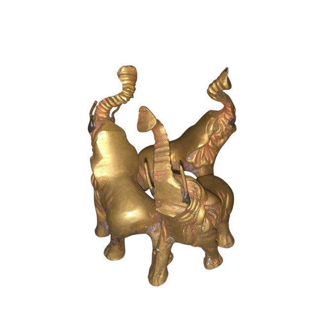 1980s 1980s Mid-Century Modern Brass Elephant Crystal Ball Sphere Orb Stand Holder For Sale - Image 5 of 5