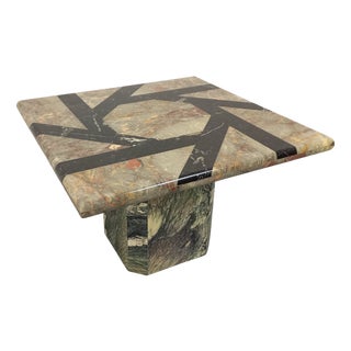 Vintage Square Marble Coffee Table with Geometric Patterns, 1970s For Sale