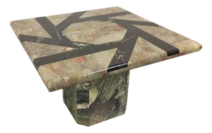 Vintage Square Marble Coffee Table with Geometric Patterns, 1970s