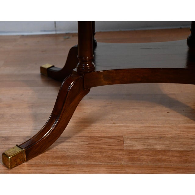 Wood 1940s English Regency Style Walnut Banded Satinwood Oval Top Coffee Table For Sale - Image 7 of 14