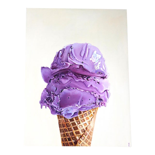 Contemporary Photo Realist "Cream"Oil Painting on Wood Panel-Signed For Sale