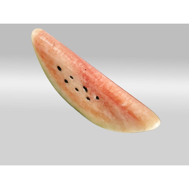 Alabaster Sculpture Paperweight Italian Painted Alabaster Watermelon Signed 1950s For Sale - Image 8 of 10