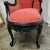 Louis XV Revival Black Lacquered Chaise Lounge With Dark Rose Upholstery and Gingham Back For Sale - Image 9 of 13