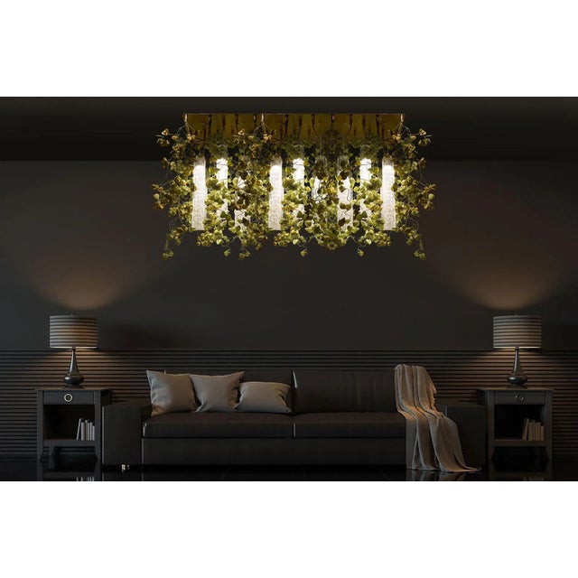 chandelier consisting of vg artificial flowers and pipes in muranese glass, led bulbs (6 bulbs gu10 x 6w each) fitted with...