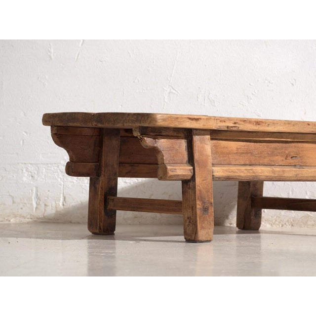 Low Antique Chinese Qing Dynasty Kang Table in Elm For Sale - Image 4 of 9